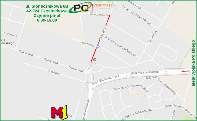 Mapa dojazdu – naprawadrukarekhp.pl, ul. Słonecznikowa 6B, 42-224 Częstochowa